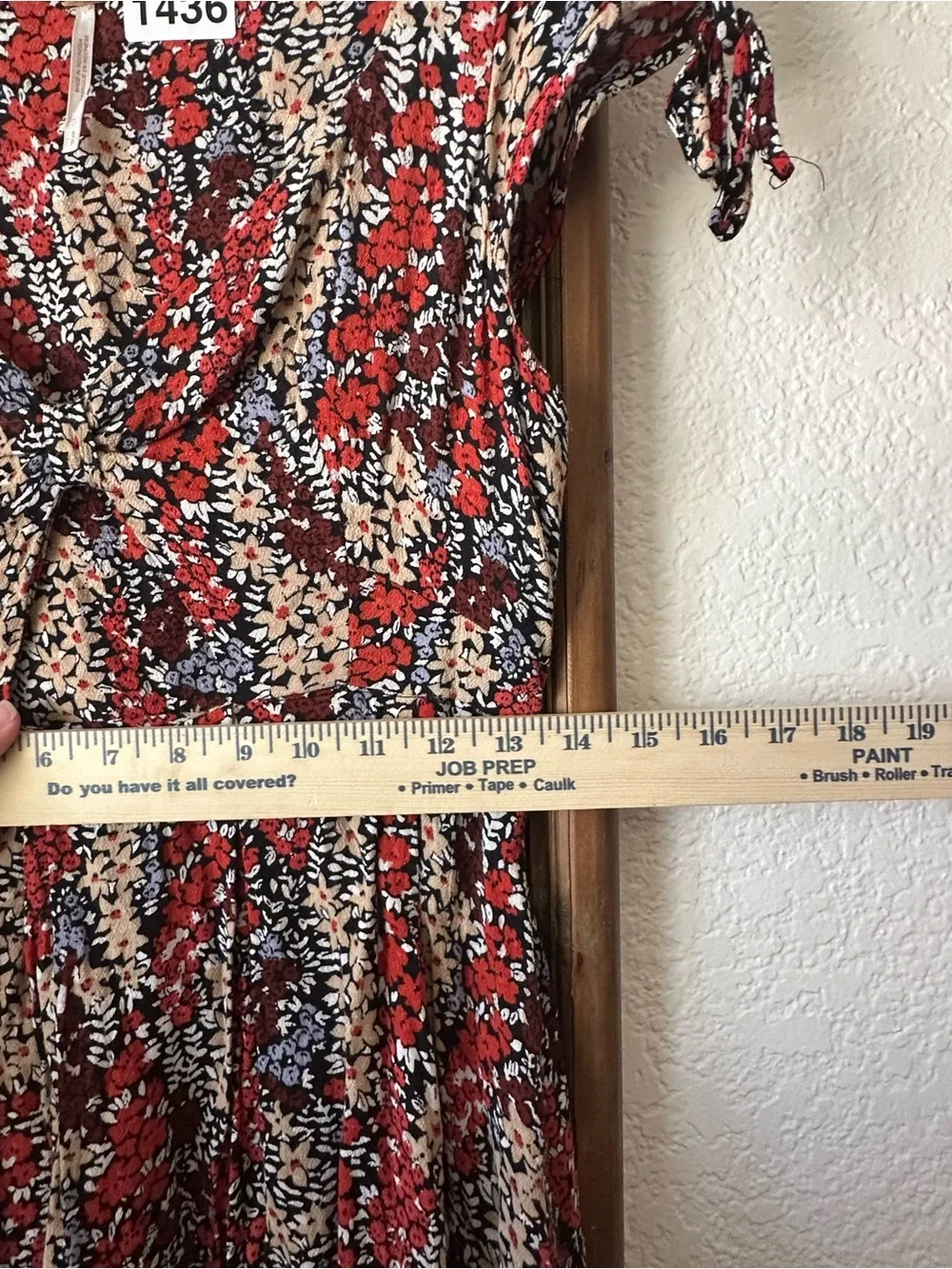 Free People Floral Cutout Mini Dress XS Boho Prairie Tie Sleeve Pockets